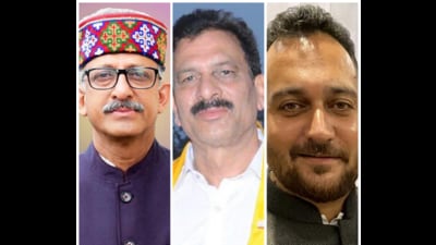 The three Independents — Hoshiyar Singh from Dehra, Ashish Sharma from Hamirpur and KL Thakur from Nalagarh — had voted in favour of Bharatiya Janata Party’s (BJP) Rajya Sabha candidate Harsh Mahajan along with six rebel Congress MLAs back in February. (HT) The three Independents — Hoshiyar Singh from Dehra, Ashish Sharma from Hamirpur and KL Thakur from Nalagarh — had voted in favour of Bharatiya Janata Party’s (BJP) Rajya Sabha candidate Harsh Mahajan along with six rebel Congress MLAs back in February. (HT)