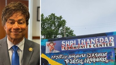 Shri Thanedar condemns vandalism of his Detroit community centre (PTI Photo, @ShriThanedar/X) Shri Thanedar condemns vandalism of his Detroit community centre (PTI Photo, @ShriThanedar/X)