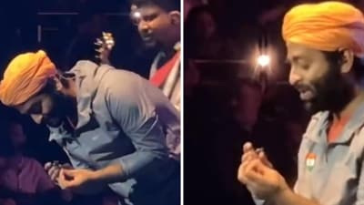 Arijit Singh was seen cutting his nails during a recent performance. Arijit Singh was seen cutting his nails during a recent performance.