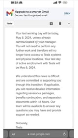 Alisha Ferenczi, Tesla's Ex Senior Service Advisor shared her termination letter Alisha Ferenczi, Tesla's Ex Senior Service Advisor shared her termination letter