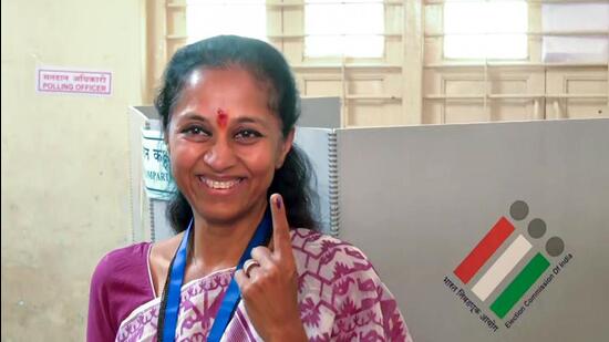 NCP (SP) candidate Supriya Sule after casting her vote on Tuesday made a surprise visit to Ajit Pawar’s house located at Katewadi, to seek the blessings from her aunt. (ANI)