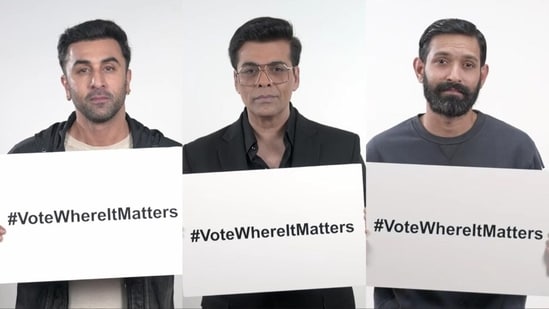 Ranbir Kapoor, Karan Johar, and Vikrant Massey urged people to vote.