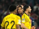 PSG's Kylian Mbappe reacts after the Champions League semifinal second leg soccer match between Paris Saint-Germain and Borussia Dortmund at the Parc des Princes stadium in Paris, France PSG's Kylian Mbappe reacts after the Champions League semifinal second leg soccer match between Paris Saint-Germain and Borussia Dortmund at the Parc des Princes stadium in Paris, France