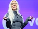 Kim Kardashian reacted to a pro-Palestine protester interrupting her (Christian Charisius/dpa via AP)