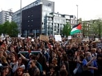 Students and employees of the University of Amsterdam take part in a pro-Palestine rally on campus (Reuters)