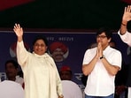 Seen here is BSP chief Mayawati with nephew Akash Anand (middle) and party leader Satish Chandra Mishra. (Photo @samajwadiparty) Seen here is BSP chief Mayawati with nephew Akash Anand (middle) and party leader Satish Chandra Mishra. (Photo @samajwadiparty)