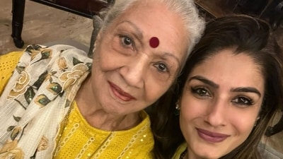 Actor Raveena Tandon with her mother Veena Tandon. Actor Raveena Tandon with her mother Veena Tandon.