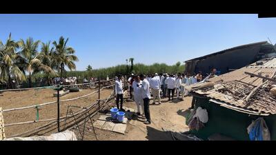 As word spread, a large number of villagers gathered at the spot. Incensed over the tragedy, they encircled the primary response team when it reached the spot. (HT PHOTO) As word spread, a large number of villagers gathered at the spot. Incensed over the tragedy, they encircled the primary response team when it reached the spot. (HT PHOTO)