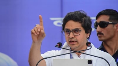 BSP leader Akash Anand addresses a public meeting ahead of the Lok Sabha elections in Agra on April 11. (PTI) BSP leader Akash Anand addresses a public meeting ahead of the Lok Sabha elections in Agra on April 11. (PTI)