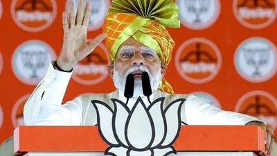 Kolhapur, Apr 27 (ANI): Prime Minister Narendra Modi addresses during a public meeting for the Lok Sabha polls, in Kolhapur on Saturday. (ANI Photo) (BJP media) Kolhapur, Apr 27 (ANI): Prime Minister Narendra Modi addresses during a public meeting for the Lok Sabha polls, in Kolhapur on Saturday. (ANI Photo) (BJP media)