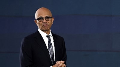 Satya Nadella speaks during the "Microsoft Build: AI Day" event in Bangkok, Thailand. (Reuters)