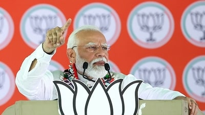 Prime Minister Narendra Modi addresses a public meeting for the Lok Sabha polls in Warangal, Telangana on Wednesday. (ANI) Prime Minister Narendra Modi addresses a public meeting for the Lok Sabha polls in Warangal, Telangana on Wednesday. (ANI)