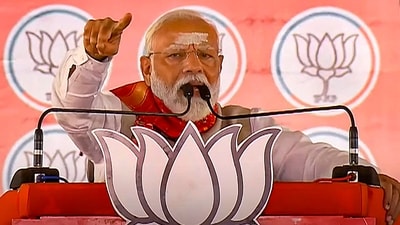 Prime Minister Narendra Modi addresses an election campaign rally in Karimnagar. (PTI) Prime Minister Narendra Modi addresses an election campaign rally in Karimnagar. (PTI)