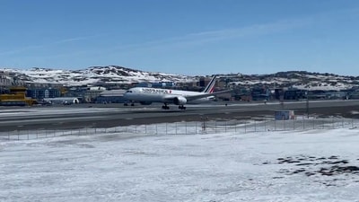 Air France's Boeing 787 made an emergency landing in the remote Canadian town of Iqaluit on Tuesday (X, formerly Twitter/ @tattuinee) Air France's Boeing 787 made an emergency landing in the remote Canadian town of Iqaluit on Tuesday (X, formerly Twitter/ @tattuinee)