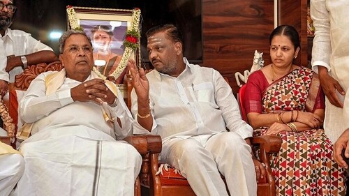 Karnataka chief minister Siddaramaiah (left) with the family members of Neha Hiremath. (PTI Photo) Karnataka chief minister Siddaramaiah (left) with the family members of Neha Hiremath. (PTI Photo)