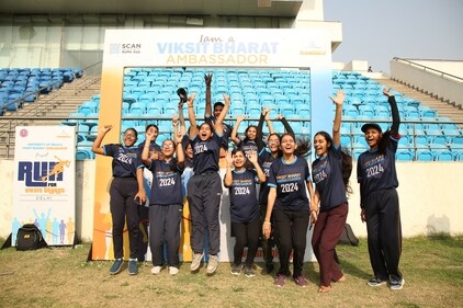 Around five thousand students from colleges across Delhi University participated in the run on Wednesday morning. (Photo: Raajessh Kashyap/HT)