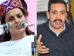 Actor-turned-politician Kangana Ranaut; Congress leader Vikramaditya Singh 