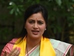 BJP leader Navneet Rana during a press conference. (HT file)