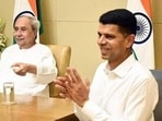 Odisha chief minister Naveen Patnaik and 5T chairman VK Pandian. (File)