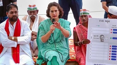 Congress leader Priyanka Gandhi Vadra addresses an election rally, in Rae Bareli district, Uttar Pradesh. (PTI) Congress leader Priyanka Gandhi Vadra addresses an election rally, in Rae Bareli district, Uttar Pradesh. (PTI)