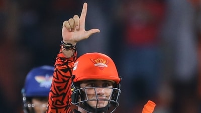 Sunrisers Hyderabad's Abhishek Sharma celebrates the team's victory against Lucknow Super Giants (ANI) Sunrisers Hyderabad's Abhishek Sharma celebrates the team's victory against Lucknow Super Giants (ANI)