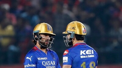 Rajat Patidar smashed 55 in 23 balls and shared a 76-run stand with Kohli that came in 32 balls for the third wicket. (AFP) Rajat Patidar smashed 55 in 23 balls and shared a 76-run stand with Kohli that came in 32 balls for the third wicket. (AFP)