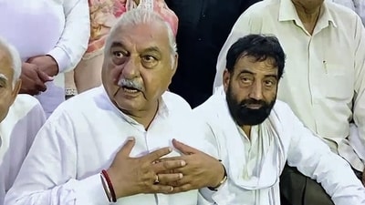Congress leader Bhupinder Singh Hooda addresses a press conference, in Bhiwani on Thursday. (ANI) Congress leader Bhupinder Singh Hooda addresses a press conference, in Bhiwani on Thursday. (ANI)