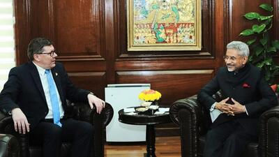 Indian External Affairs Minister S Jaishankar (right) with Scott Moe, Premier of the province of Saskatchewan, Canada in New Delhi in February. (Credit: S Jaishankar/X) Indian External Affairs Minister S Jaishankar (right) with Scott Moe, Premier of the province of Saskatchewan, Canada in New Delhi in February. (Credit: S Jaishankar/X)