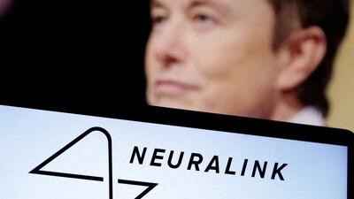 Neuralink logo and Elon Musk photo are seen in this illustration. (Reuters)