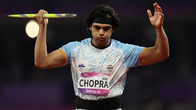 India's Neeraj Chopra in action during the men's Javelin final (REUTERS)