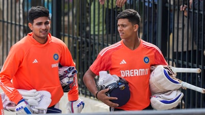 Shubman Gill and Yashasvi Jaiswal during a practice session. (PTI) Shubman Gill and Yashasvi Jaiswal during a practice session. (PTI)