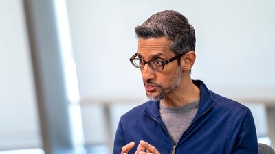 Sundar Pichai, chief executive officer of Alphabet Inc., during an interview on "The Circuit with Emily Chang" at Google's Bay View campus in Mountain View, California, US. (Bloomberg)