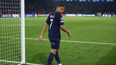 Paris Saint-Germain's French forward #07 Kylian Mbappe looks back dejected as he walks off the field (AFP) Paris Saint-Germain's French forward #07 Kylian Mbappe looks back dejected as he walks off the field (AFP)
