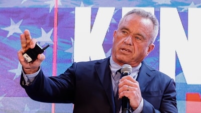 Independent presidential candidate Robert F. Kennedy Jr. speak at a press conference in the Brooklyn borough of New York, on May 1, 2024. (Photo by Kena Betancur / AFP) (AFP) Independent presidential candidate Robert F. Kennedy Jr. speak at a press conference in the Brooklyn borough of New York, on May 1, 2024. (Photo by Kena Betancur / AFP) (AFP)
