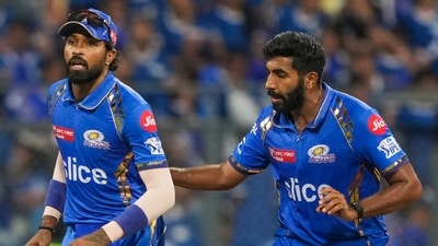 Mumbai Indians captain Hardik Pandya with teammate Jasprit Bumrah (PTI) Mumbai Indians captain Hardik Pandya with teammate Jasprit Bumrah (PTI)