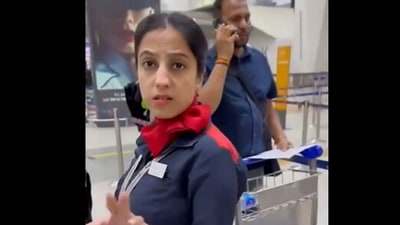 Lufthansa staff talking to the passenger. Lufthansa staff talking to the passenger.