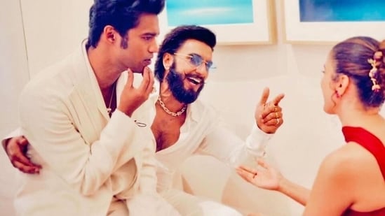 Babil Khan with Ranveer Singh and Sanya Malhotra at Tiffany's event.
