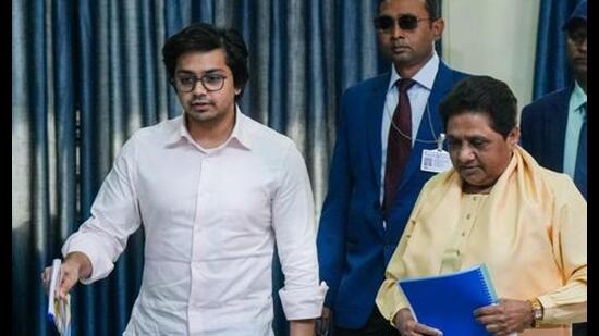 Mayawati’s decision to remove Akash Anand from the key post shocked his supporters who feared that the party chief terming him “immature” may give an advantage to Bhim Army chief Chandrashekhar Azad. (File Photo)