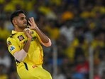 Chennai Super Kings' Tushar Deshpande bowls during the Indian Premier League (IPL) Twenty20 cricket match between Gujarat Titans and Chennai Super Kings Chennai Super Kings' Tushar Deshpande bowls during the Indian Premier League (IPL) Twenty20 cricket match between Gujarat Titans and Chennai Super Kings
