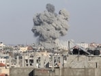 Smoke rises following Israeli strikes, amid the ongoing conflict between Israel and the Palestinian Islamist group Hamas, in Rafah in the southern Gaza Strip 