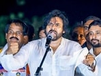 Janasena Party President and actor Pawan Kalyan addresses the supporters during a roadshow for the Lok Sabha polls, in Vishakapatnam. (ANI Photo) Janasena Party President and actor Pawan Kalyan addresses the supporters during a roadshow for the Lok Sabha polls, in Vishakapatnam. (ANI Photo)