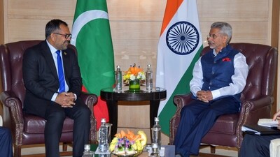 New Delhi, May 9 (ANI): External Affairs Minister S Jaishankar meets with Maldives Foreign Minister Moosa Zameer, in New Delhi on Thursday. (ANI Photo) (Moosa Zameer-X) New Delhi, May 9 (ANI): External Affairs Minister S Jaishankar meets with Maldives Foreign Minister Moosa Zameer, in New Delhi on Thursday. (ANI Photo) (Moosa Zameer-X)