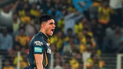 Gill's lazy elegance was on full display throughout his innings as he and Sudharsan picked up pace after a relatively slow start. Gill soon brought up his fourth IPL hundred by sending a Simarjeet full toss through square leg for four. It was the 100th ton in the history of the IPL and the young GT captain celebrated rather animatedly. (ANI) Gill's lazy elegance was on full display throughout his innings as he and Sudharsan picked up pace after a relatively slow start. Gill soon brought up his fourth IPL hundred by sending a Simarjeet full toss through square leg for four. It was the 100th ton in the history of the IPL and the young GT captain celebrated rather animatedly. (ANI)