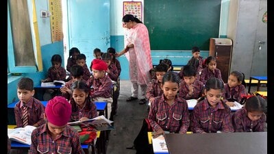 Apart from sweepers, primary schools of the state do not have any other non-teaching staff due to which they have to look into each and every need of the students themselves, including attending to them when they need to use washrooms. (HT file) Apart from sweepers, primary schools of the state do not have any other non-teaching staff due to which they have to look into each and every need of the students themselves, including attending to them when they need to use washrooms. (HT file)