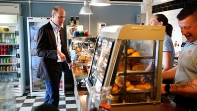 Britain's Prince William, Prince of Wales, known as the Duke of Cornwall when in Cornwall, looks on during a visit to St. Mary's Harbour, the maritime gateway to the Isles of Scilly, to meet representatives from local businesses operating in the area, Isles of Scilly, May 10, 2024. Ben Birchall/Pool via REUTERS (via REUTERS)