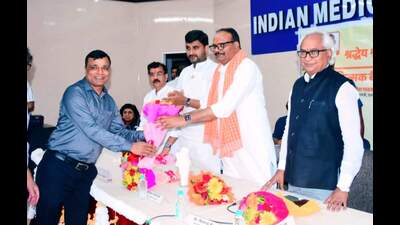 Dy CM Brajesh Pathak at IMA function at IMA Bhawan in Lucknow on Friday. (Sourced)