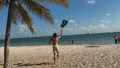He’s busy running on the beach with abandon while going shirtless in the Florida sun. He’s busy running on the beach with abandon while going shirtless in the Florida sun.