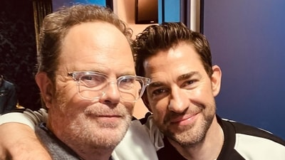 John Krasinski and Rainn Wilson played frenemies Jim Halpert and Dwight Schrute in sitcom, The Office. John Krasinski and Rainn Wilson played frenemies Jim Halpert and Dwight Schrute in sitcom, The Office.