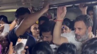 Rahul Gandhi and Telangana CM Revanth Reddy travelling in bus (ANI) Rahul Gandhi and Telangana CM Revanth Reddy travelling in bus (ANI)