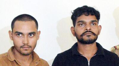 Two of the suspects in police custody. The third suspect was gunned down by police, while the fourth is on the run. (Sakib Ali/HT Photo) Two of the suspects in police custody. The third suspect was gunned down by police, while the fourth is on the run. (Sakib Ali/HT Photo)